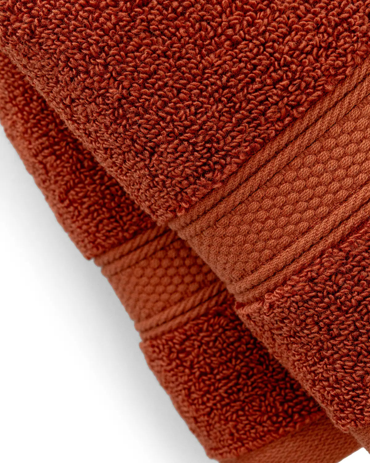 Close-up of a sienna modal cotton towels on a white background