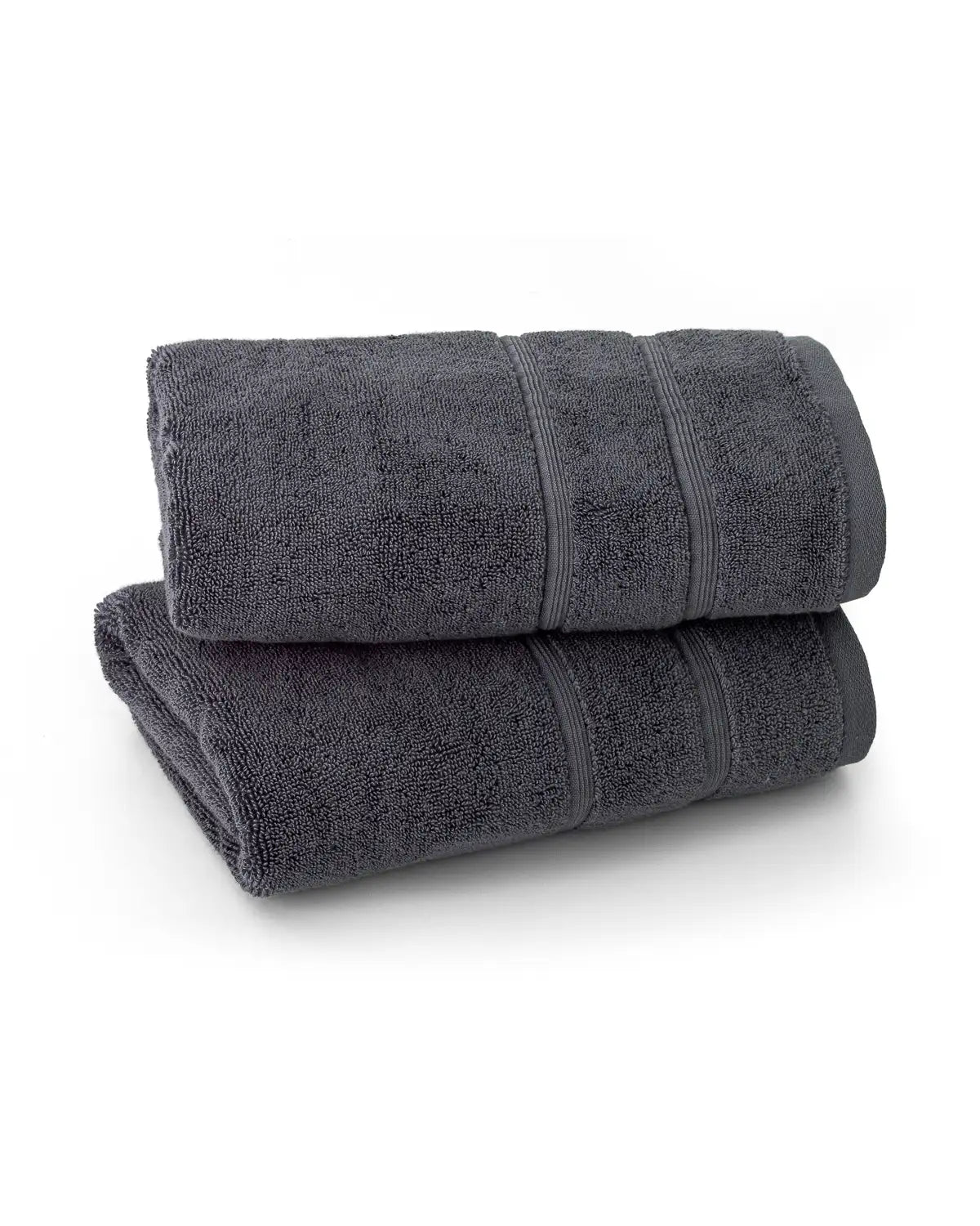 Tornado gray classic Turkish cotton bath towel duo set