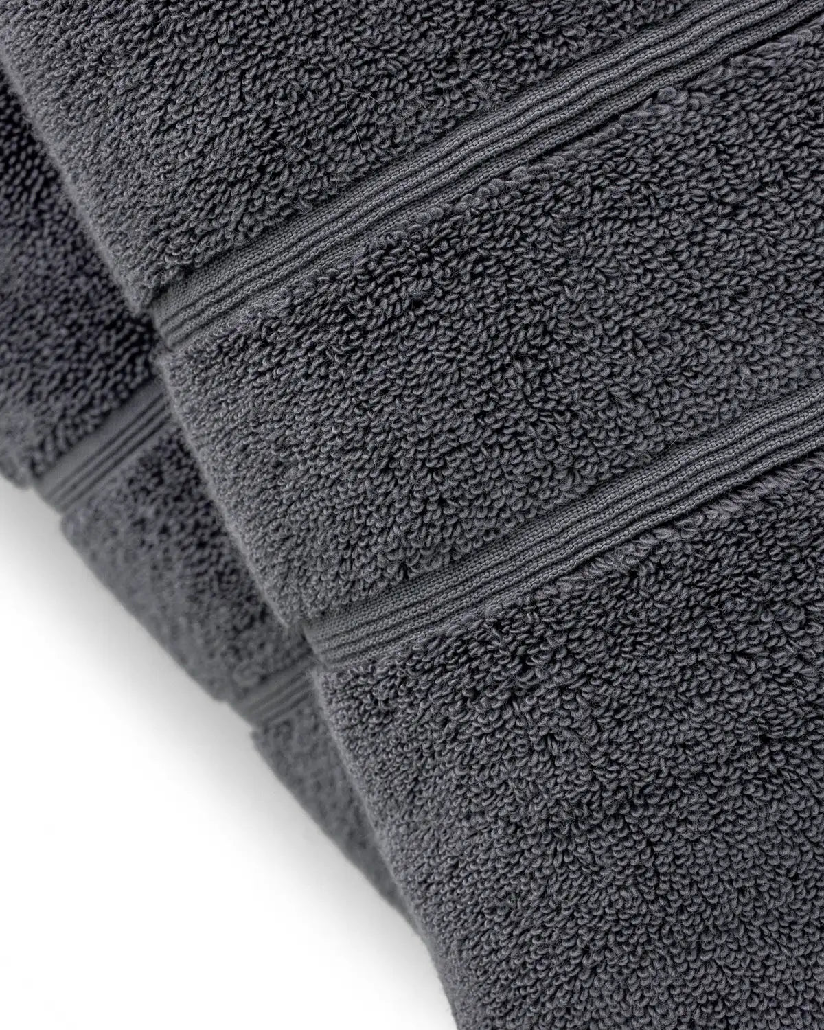 Tornado gray classic Turkish hand towels with striped border on a white background