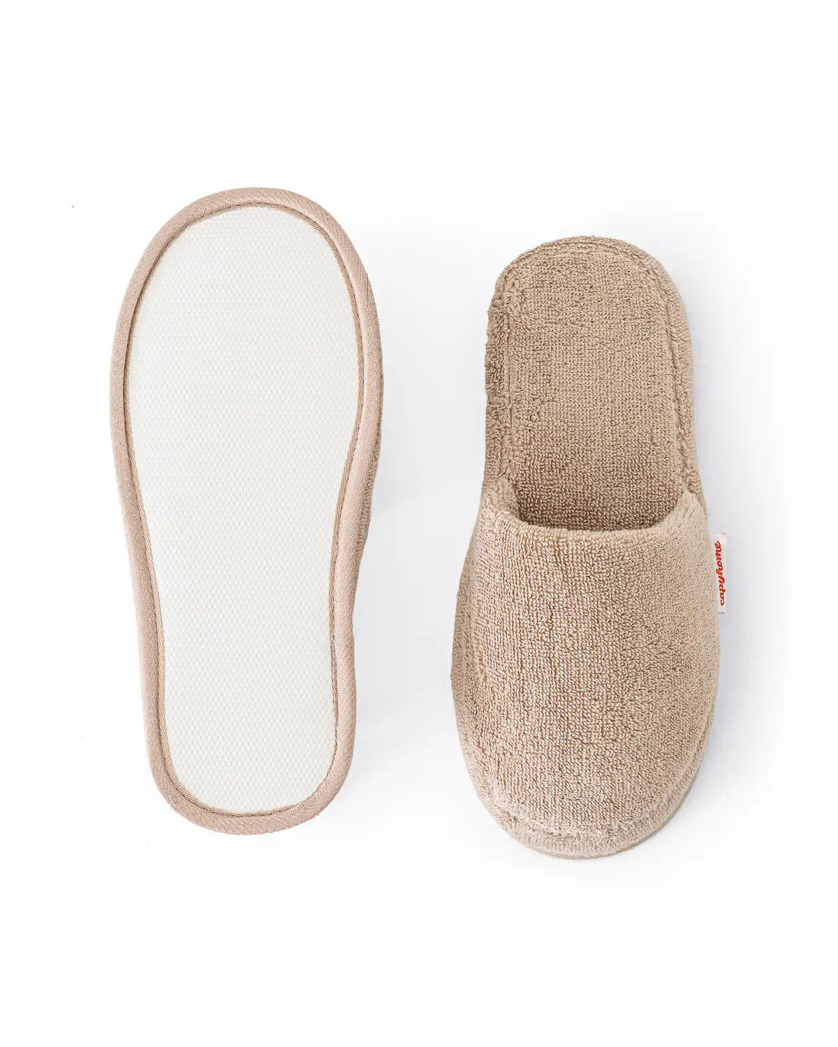 UltraSoft Cotton High-Absorbency Slippers that are upside down and right side up