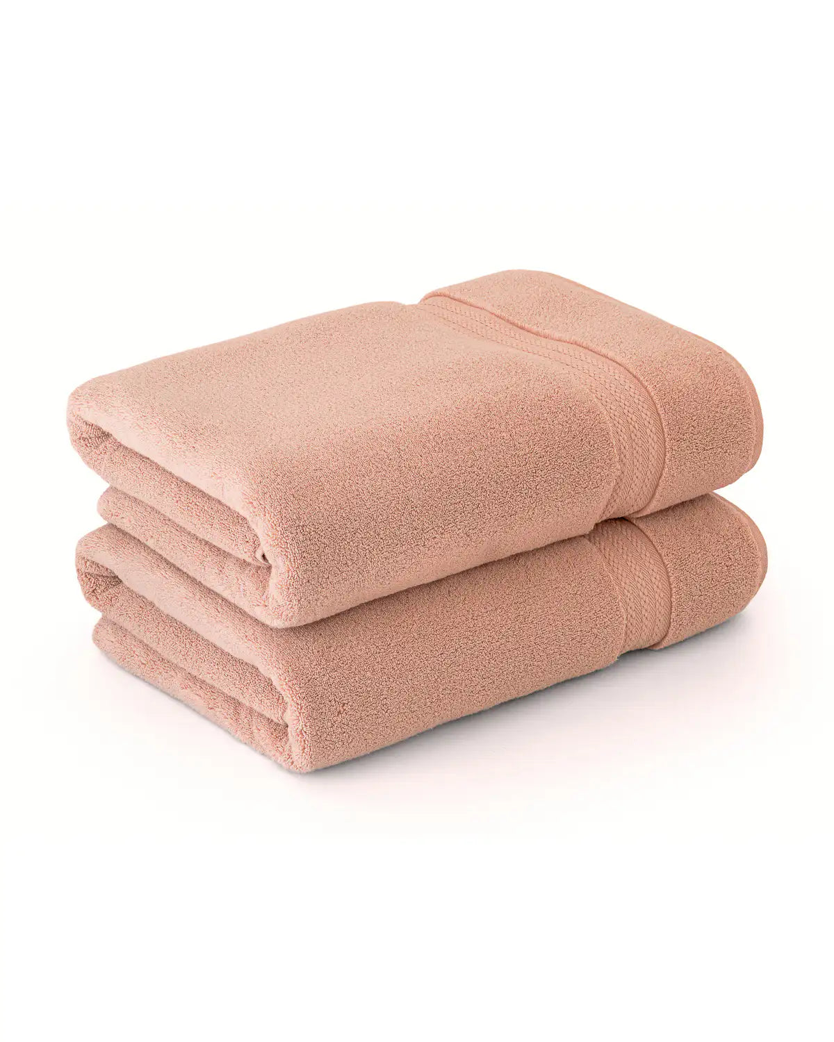 Two ultrasoft cotton bath sheets in almond apricot color.