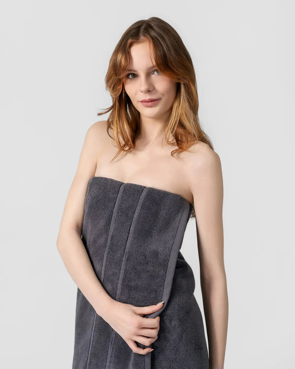 The classic elegance of a Turkish towel on a woman